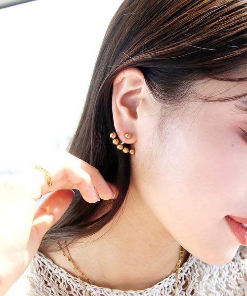 abaskdesign(アバスクデザイン)の「金属アレルギー対応 2wayバックキャッチスタッズステンレスピアス(ピアス(両耳用)・レディース・ゴールド/シルバー・FREE)」の1枚目の写真
