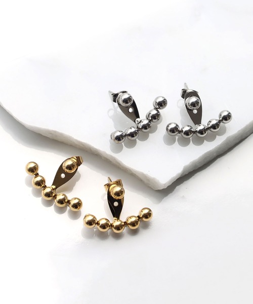 abaskdesign(アバスクデザイン)の「金属アレルギー対応 2wayバックキャッチスタッズステンレスピアス(ピアス(両耳用)・レディース・ゴールド/シルバー・FREE)」の3枚目の写真