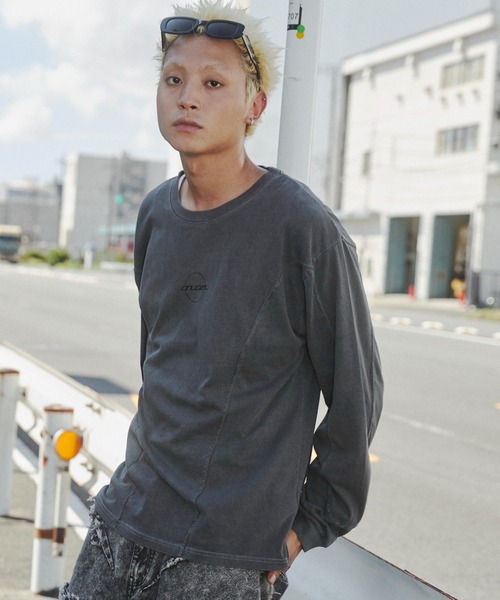 SHORT ROUND（ショートラウンド）の「SHORT ROUND/ピグメントジオメトリックロゴT（Tシャツ/カットソー・メンズ・スミクロ/グレー・LARGE/MEDIUM）」の5枚目の写真