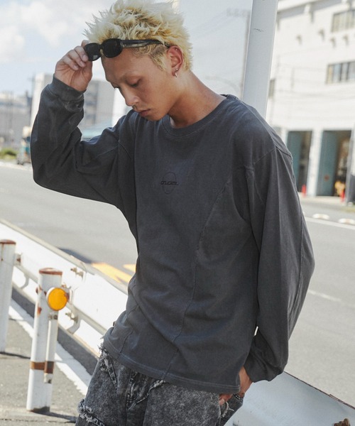 SHORT ROUND（ショートラウンド）の「SHORT ROUND/ピグメントジオメトリックロゴT（Tシャツ/カットソー・メンズ・スミクロ/グレー・LARGE/MEDIUM）」の6枚目の写真