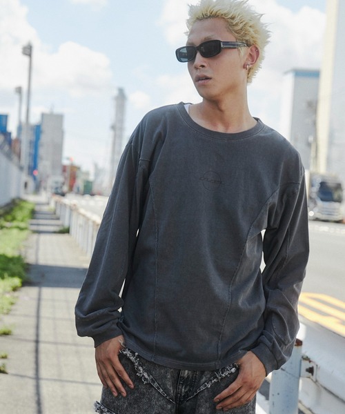 SHORT ROUND（ショートラウンド）の「SHORT ROUND/ピグメントジオメトリックロゴT（Tシャツ/カットソー・メンズ・スミクロ/グレー・LARGE/MEDIUM）」の7枚目の写真