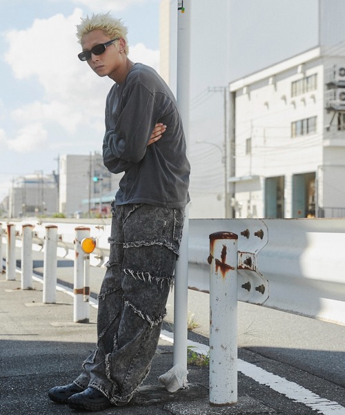 SHORT ROUND（ショートラウンド）の「SHORT ROUND/ピグメントジオメトリックロゴT（Tシャツ/カットソー・メンズ・スミクロ/グレー・LARGE/MEDIUM）」の3枚目の写真