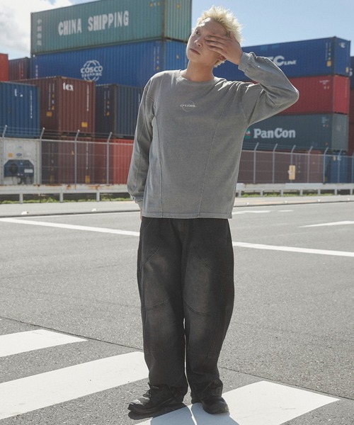 SHORT ROUND（ショートラウンド）の「SHORT ROUND/ピグメントジオメトリックロゴT（Tシャツ/カットソー・メンズ・スミクロ/グレー・LARGE/MEDIUM）」の12枚目の写真