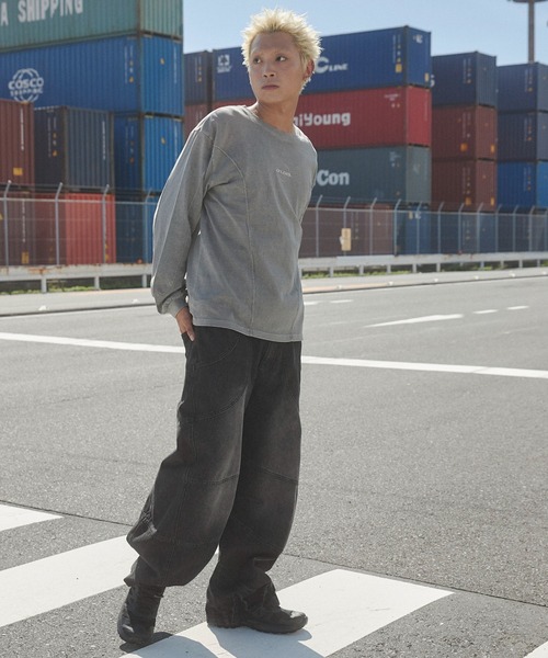 SHORT ROUND（ショートラウンド）の「SHORT ROUND/ピグメントジオメトリックロゴT（Tシャツ/カットソー・メンズ・スミクロ/グレー・LARGE/MEDIUM）」の4枚目の写真
