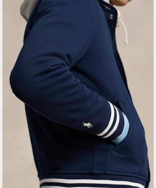 現行 ポロラルフローレン ベースボールジャケット フリース スタジャン 紺 白 POLO RALPH LAUREN（ポロ ラルフ ローレン）の「フリース ベース