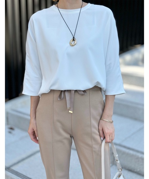 Emma Taylor（エマテイラー）の「バッグジップジョーゼットハーフスリーブTブラウス（シャツ/ブラウス・レディース・ホワイト/ベージュ/ブラック・FREE）」の10枚目の写真