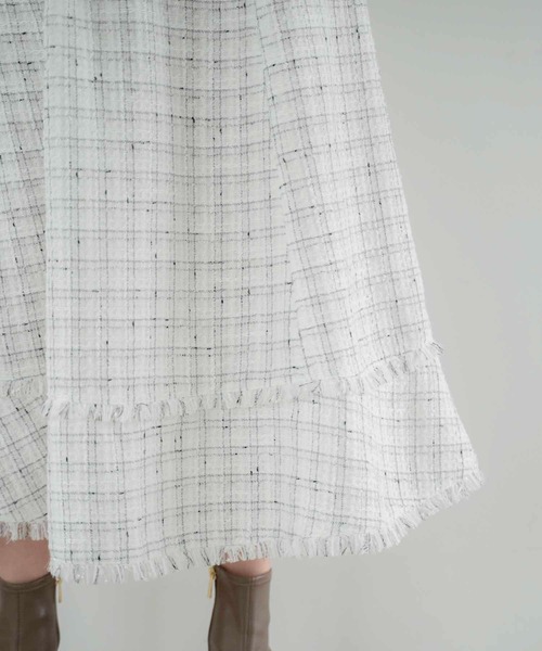 NOELA（ノエラ）の「ツイードロングフレアスカート（スカート・レディース・レッド/オフホワイト/ブラック・S/M）」の13枚目の写真