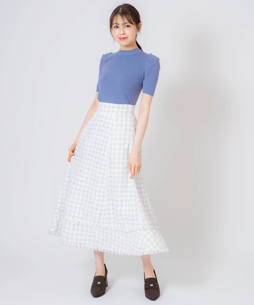 NOELA（ノエラ）の「ツイードロングフレアスカート（スカート・レディース・レッド/オフホワイト/ブラック・S/M）」の14枚目の写真