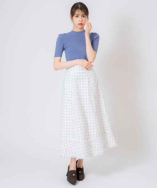 NOELA（ノエラ）の「ツイードロングフレアスカート（スカート・レディース・レッド/オフホワイト/ブラック・S/M）」の15枚目の写真