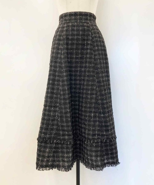 NOELA（ノエラ）の「ツイードロングフレアスカート（スカート・レディース・レッド/オフホワイト/ブラック・S/M）」の6枚目の写真