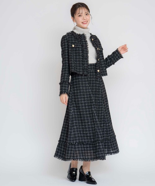 NOELA（ノエラ）の「ツイードロングフレアスカート（スカート・レディース・レッド/オフホワイト/ブラック・S/M）」の21枚目の写真