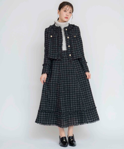 NOELA（ノエラ）の「ツイードロングフレアスカート（スカート・レディース・レッド/オフホワイト/ブラック・S/M）」の22枚目の写真