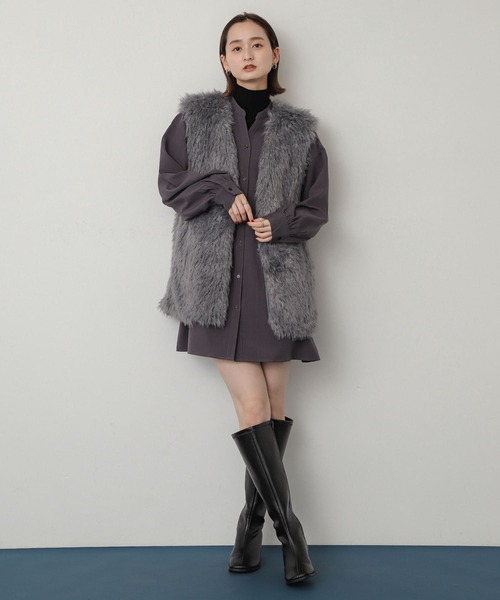 SENSE OF PLACE by URBAN RESEARCH(センスオブプレイスバイアーバンリサーチ)の「ロングファーベスト(ベスト・レディース・ブラウン/アイボリー/グレー・ONE)」の16枚目の写真
