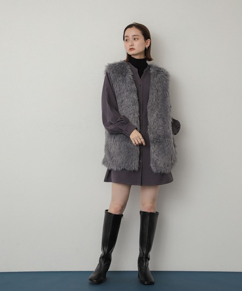 SENSE OF PLACE by URBAN RESEARCH(センスオブプレイスバイアーバンリサーチ)の「ロングファーベスト(ベスト・レディース・ブラウン/アイボリー/グレー・ONE)」の14枚目の写真