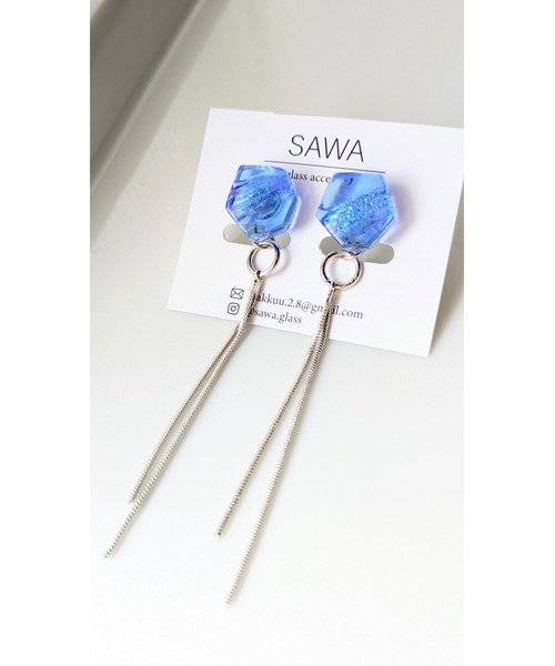 tone(トーン)の「【sawa】チェーンタッセルピアス(MA)(ピアス(両耳用)・レディース・ブルー/ブルー系その他・FREE)」の2枚目の写真