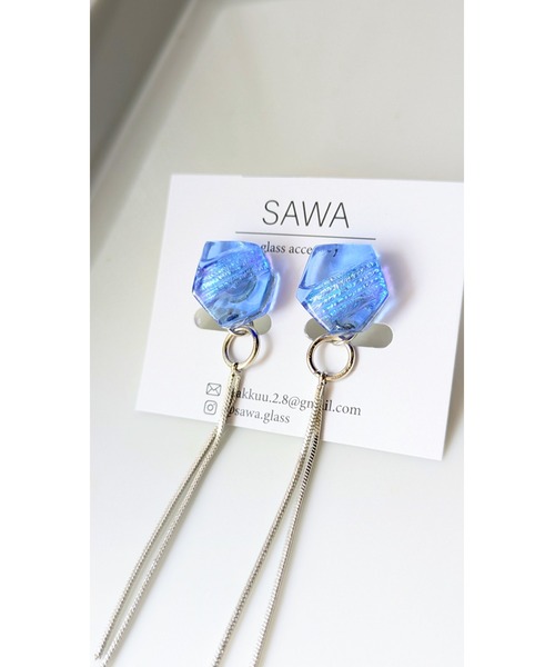 tone(トーン)の「【sawa】チェーンタッセルピアス(MA)(ピアス(両耳用)・レディース・ブルー/ブルー系その他・FREE)」の3枚目の写真
