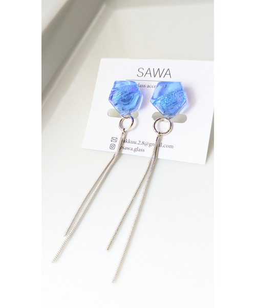 tone(トーン)の「【sawa】チェーンタッセルピアス(MA)(ピアス(両耳用)・レディース・ブルー/ブルー系その他・FREE)」の4枚目の写真
