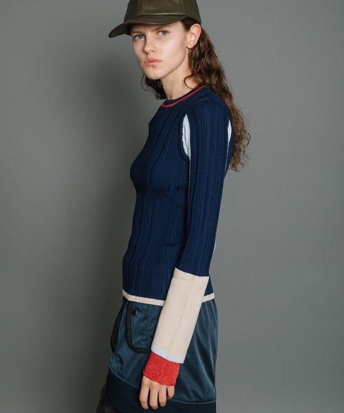 【新品】ランダムリブフレアカフスニット ランダムリブフレアカフスニット|LANVIN en Bleu | LANVIN en