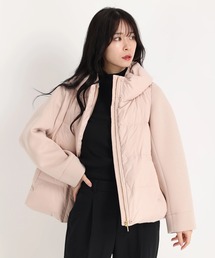 ストロベリーフィールズ　フォックスファー付きピンクベージュメルトンロングコート STRAWBERRY-FIELDS（ストロベリーフィールズ）｜その他アウター