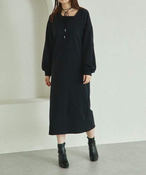 pairmanon(ペアマノン)の「【リンクコーデ】【ママサイズ】裏毛 レイヤード風 ワンピース(ワンピース・レディース・ブラック/ベージュ/グレー・FREE)」の18枚目の写真