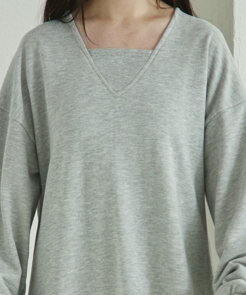 pairmanon(ペアマノン)の「【リンクコーデ】【ママサイズ】裏毛 レイヤード風 ワンピース(ワンピース・レディース・ブラック/ベージュ/グレー・FREE)」の5枚目の写真