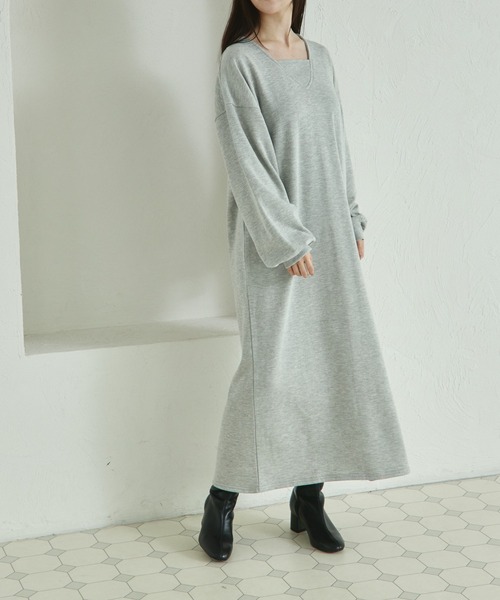 pairmanon(ペアマノン)の「【リンクコーデ】【ママサイズ】裏毛 レイヤード風 ワンピース(ワンピース・レディース・ブラック/ベージュ/グレー・FREE)」の6枚目の写真