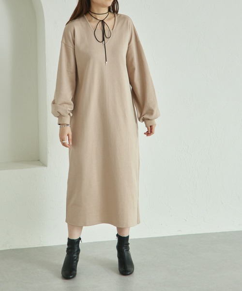 pairmanon(ペアマノン)の「【リンクコーデ】【ママサイズ】裏毛 レイヤード風 ワンピース(ワンピース・レディース・ブラック/ベージュ/グレー・FREE)」の9枚目の写真