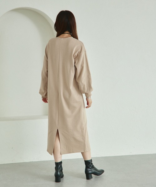 pairmanon(ペアマノン)の「【リンクコーデ】【ママサイズ】裏毛 レイヤード風 ワンピース(ワンピース・レディース・ブラック/ベージュ/グレー・FREE)」の10枚目の写真