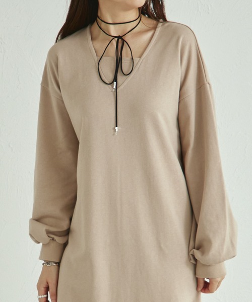 pairmanon(ペアマノン)の「【リンクコーデ】【ママサイズ】裏毛 レイヤード風 ワンピース(ワンピース・レディース・ブラック/ベージュ/グレー・FREE)」の11枚目の写真