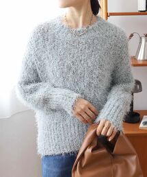 ラメフェザーバックスリットニット