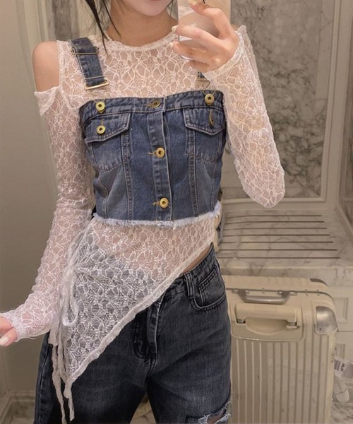 美品！夏にぴったり♡メゾンスペシャル・デニム ストラップレス ビスチェ デニムサイドストラップビスチェ【MAISON SPECIAL/メゾン