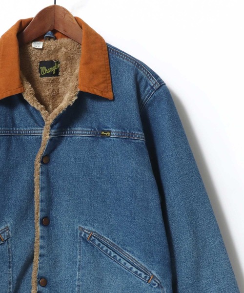 Wrangler（ラングラー）の「Wrangler/ラングラー Denim Boa Lined Trucker Jacket/デニム 裏ボア 襟コーデュロイ トラッカージャケット/227MJL/レディース メンズ（デニムジャケット・メンズ・インディゴブルー/ブラック/ワンウォッシュ・M/L/XL）」の3枚目の写真