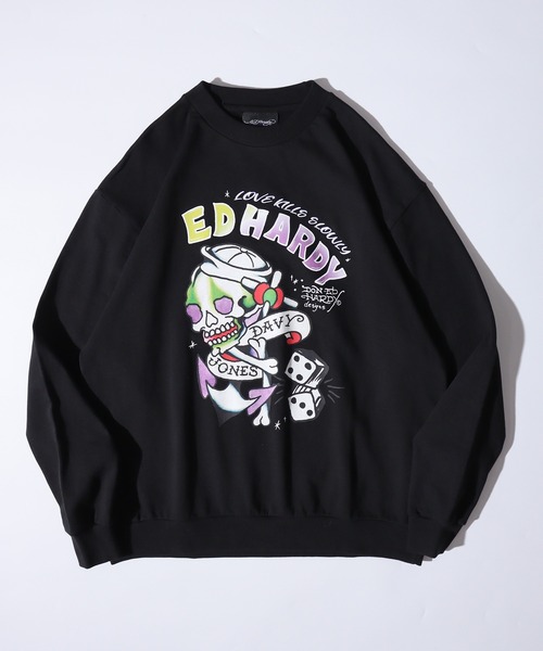 Ed Hardy(エドハーディー)の「WS select ED HARDY 長袖オーバーサイズスウェットシャツ(スウェット・メンズ・グリーン系1/ブラック系2/ブルー系2/ブラック系1/グリーン系2/ブルー系1・L/M)」の1枚目の写真