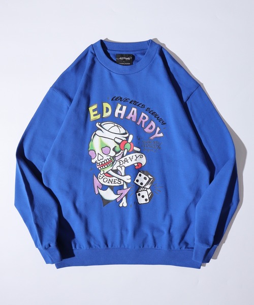 Ed Hardy(エドハーディー)の「WS select ED HARDY 長袖オーバーサイズスウェットシャツ(スウェット・メンズ・グリーン系1/ブラック系2/ブルー系2/ブラック系1/グリーン系2/ブルー系1・L/M)」の5枚目の写真