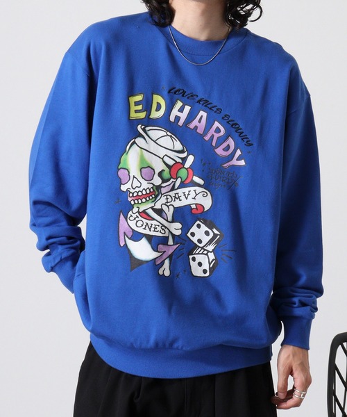 Ed Hardy(エドハーディー)の「WS select ED HARDY 長袖オーバーサイズスウェットシャツ(スウェット・メンズ・グリーン系1/ブラック系2/ブルー系2/ブラック系1/グリーン系2/ブルー系1・L/M)」の16枚目の写真