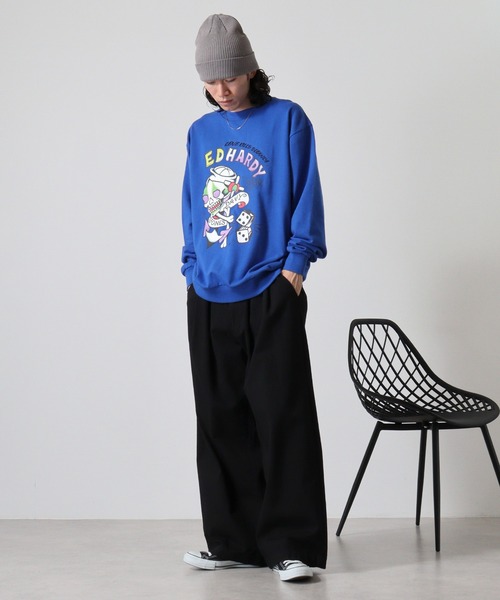 Ed Hardy(エドハーディー)の「WS select ED HARDY 長袖オーバーサイズスウェットシャツ(スウェット・メンズ・グリーン系1/ブラック系2/ブルー系2/ブラック系1/グリーン系2/ブルー系1・L/M)」の18枚目の写真