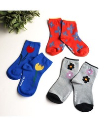 レトロフラワー　ショートソックス　【3足組】