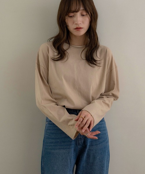 NOAHL（ノアル）の「【NOAHL】ヴィンテージライク刺繍ロンT（Tシャツ/カットソー・レディース・オフホワイト/ブルーグレー/キナリ/モカ/チャコール/ブラウン/ライトグリーン・S/FREE）」の6枚目の写真