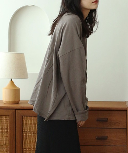 NOAHL（ノアル）の「【NOAHL】ヴィンテージライク刺繍ロンT（Tシャツ/カットソー・レディース・オフホワイト/ブルーグレー/キナリ/モカ/チャコール/ブラウン/ライトグリーン・S/FREE）」の8枚目の写真