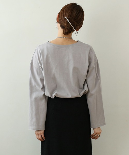 NOAHL（ノアル）の「【NOAHL】ヴィンテージライク刺繍ロンT（Tシャツ/カットソー・レディース・オフホワイト/ブルーグレー/キナリ/モカ/チャコール/ブラウン/ライトグリーン・S/FREE）」の9枚目の写真