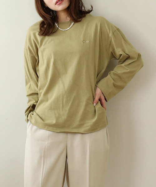 NOAHL（ノアル）の「【NOAHL】ヴィンテージライク刺繍ロンT（Tシャツ/カットソー・レディース・オフホワイト/ブルーグレー/キナリ/モカ/チャコール/ブラウン/ライトグリーン・S/FREE）」の17枚目の写真