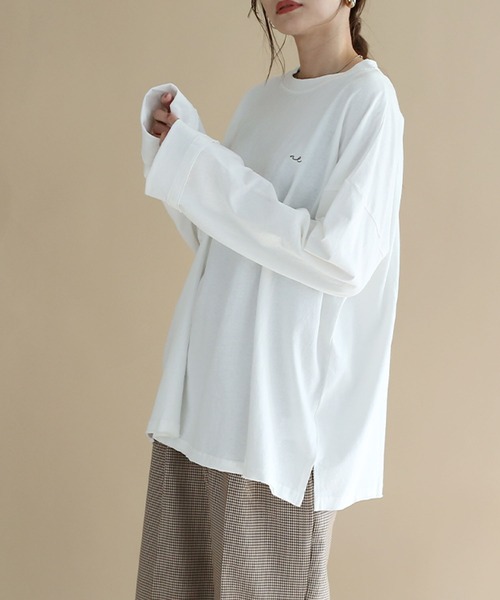 NOAHL（ノアル）の「【NOAHL】ヴィンテージライク刺繍ロンT（Tシャツ/カットソー・レディース・オフホワイト/ブルーグレー/キナリ/モカ/チャコール/ブラウン/ライトグリーン・S/FREE）」の21枚目の写真