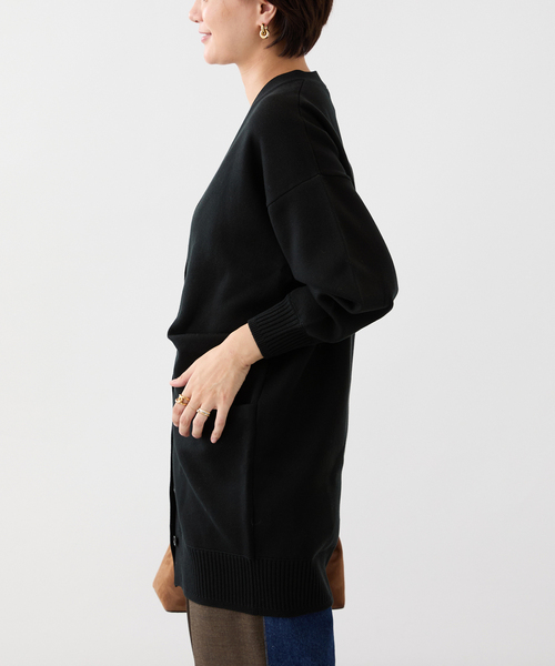 VERMEIL par iena(ヴェルメイユパーイエナ)の「ダブルニットtuck ロングカーディガン(カーディガン/ボレロ・レディース・ブラック/キャメル/レッド・FREE)」の5枚目の写真
