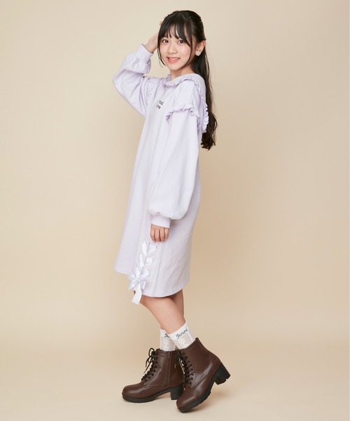 JENNI love(ジェニィラブ)の「【コットン100%】すそレースアップセーラーワンピ(ワンピース・キッズ・ブラック/ラベンダー・130cm/140cm/160cm/150cm)」の11枚目の写真