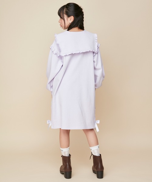 JENNI love(ジェニィラブ)の「【コットン100%】すそレースアップセーラーワンピ(ワンピース・キッズ・ブラック/ラベンダー・130cm/140cm/160cm/150cm)」の12枚目の写真