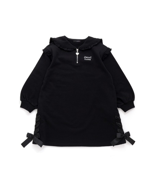 JENNI love(ジェニィラブ)の「【コットン100%】すそレースアップセーラーワンピ(ワンピース・キッズ・ブラック/ラベンダー・130cm/140cm/160cm/150cm)」の14枚目の写真