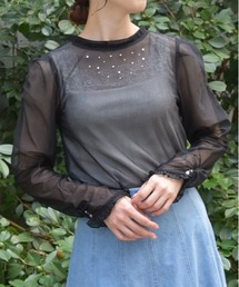 axes femme | パール装飾ラメシアーインナー(Tシャツ/カットソー)