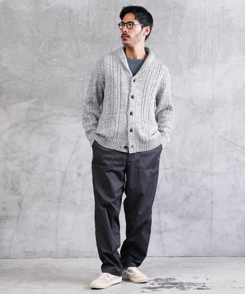 jiggys shop（ジギーズショップ）の「ウォッシャブルケーブルショールカラーニットカーディガン（カーディガン/ボレロ・メンズ・ブラック/ミックスグレー/カーキ・MEDIUM/LARGE/X-LARGE）」の16枚目の写真