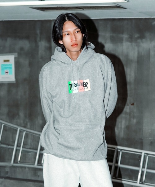 THRASHER(スラッシャー)の「4C BOX LOGO HOODIE SWEAT PARKA/スラッシャー4カラーボックスロゴプリントストリートサイジングプルオーバーフーディ(パーカー・メンズ・ブラック系その他/グレー系その他2/ブラック系その他2/グレー系その他・XX-LARGE/X-LARGE/LARGE/MEDIUM)」の22枚目の写真