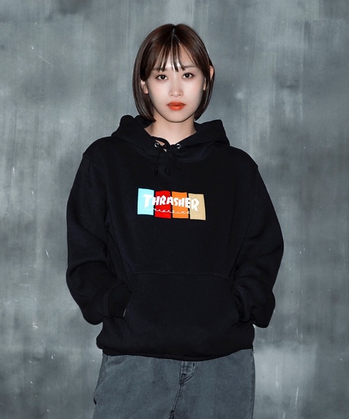 THRASHER(スラッシャー)の「4C BOX LOGO HOODIE SWEAT PARKA/スラッシャー4カラーボックスロゴプリントストリートサイジングプルオーバーフーディ(パーカー・メンズ・ブラック系その他/グレー系その他2/ブラック系その他2/グレー系その他・XX-LARGE/X-LARGE/LARGE/MEDIUM)」の16枚目の写真